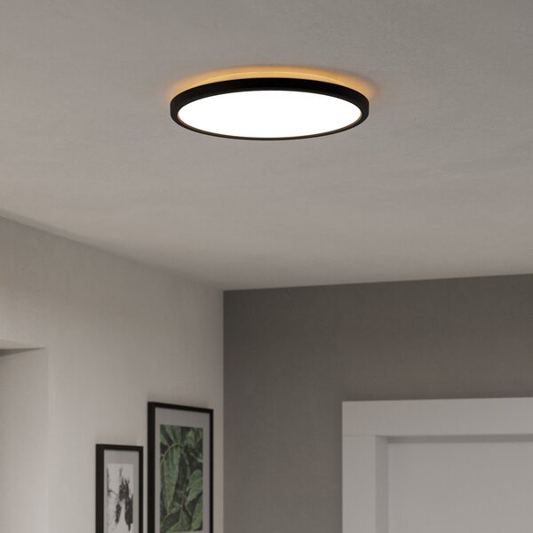 EGLO connect LED φωτιστικό οροφής Rovito-Z, μαύρο, Ø 30 cm, ρυθμιζόμενος, Μαύρο, Σαλόνι / τραπεζαρία, Πλαστικό, Στρογγυλό τοίχο