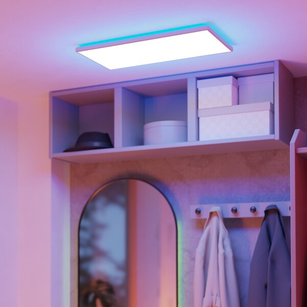 EGLO connect LED φωτιστικό οροφής Rovito-Z, λευκό, 57 x 30 cm, ρυθμιζόμενος, Λευκό, Σαλόνι / τραπεζαρία, Πλαστικό