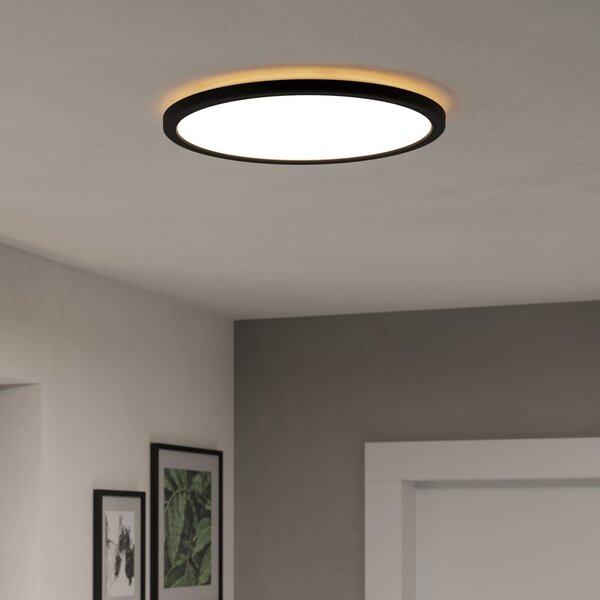 EGLO connect LED φωτιστικό οροφής Rovito-Z, μαύρο, Ø 39 cm, ρυθμιζόμενος, Μαύρο, Σαλόνι / τραπεζαρία, Πλαστικό, Στρογγυλό τοίχο