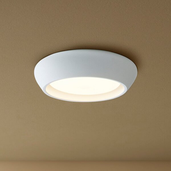Beacon Lighting Φωτιστικό οροφής Fjord, λευκό, γύψος, Ø 28 cm, GX53, ρυθμιζόμενος, Λευκό, Σαλόνι / τραπεζαρία, Γύψος / πηλός