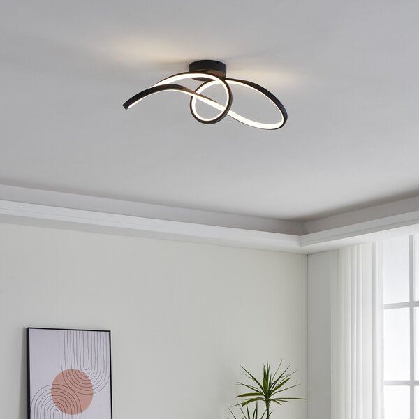 EGLO connect LED φωτιστικό οροφής Calarossa-Z, μαύρο, αλουμίνιο, ρυθμιζόμενος, Μαύρο, Σαλόνι / τραπεζαρία, Αλουμίνιο, σύγχρονο