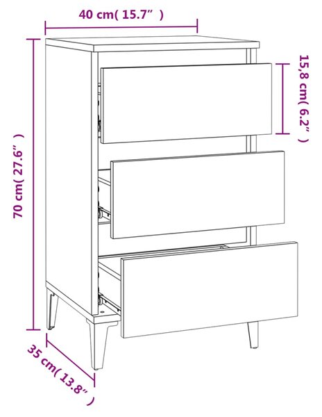 VidaXL Κομοδίνο Γυαλιστερό Λευκό 40 x 35 x 70 εκ. Επεξεργασμένο Ξύλο