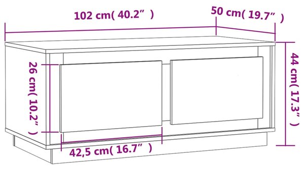 VidaXL Τραπεζάκι Σαλονιού Καπνιστή Δρυς 102x50x44 εκ. Επεξεργασμ. Ξύλο