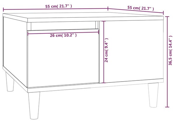 VidaXL Τραπεζάκι Σαλονιού Γκρι Σκυρ. 55x55x36,5 εκ. Επεξεργ. Ξύλο