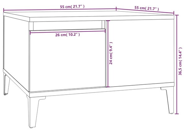 VidaXL Τραπεζάκι Σαλονιού Γυαλ. Λευκό 55x55x36,5 εκ. Επεξεργ. Ξύλο