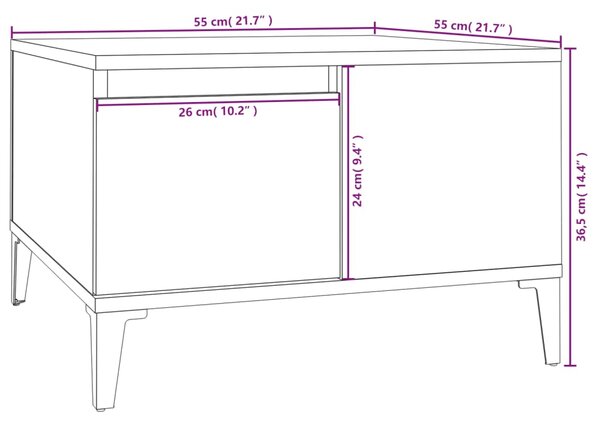 VidaXL Τραπεζάκι Σαλονιού Sonoma Δρυς 55x55x36,5εκ. Επεξεργασμένο Ξύλο