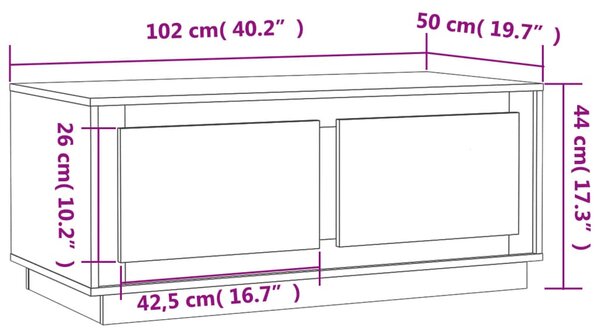 VidaXL Τραπεζάκι Σαλονιού Μαύρο 102x50x44 εκ. από Επεξεργασμένο Ξύλο