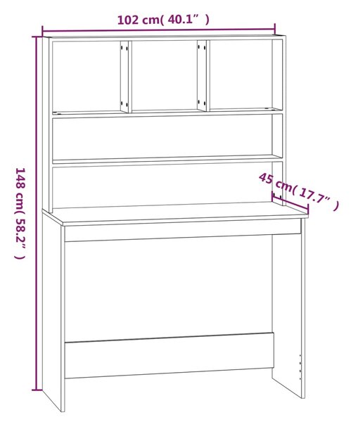 VidaXL Γραφείο με Ράφια Λευκό 102x45x148 εκ. από Επεξεργασμένο Ξύλο