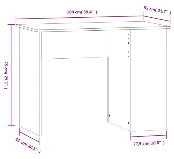 VidaXL Γραφείο Sonoma Δρυς 100 x 55 x 75 εκ. από Επεξεργασμένο Ξύλο