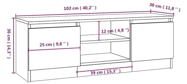 VidaXL Έπιπλο Τηλεόρασης με Πόρτα Καπνιστή Δρυς 102 x 30 x 36 εκ