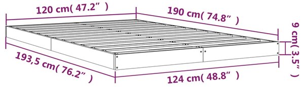 VidaXL Πλαίσιο Κρεβατιού Μελί 120x190εκ Μασίφ Ξύλο Πεύκου Small Double