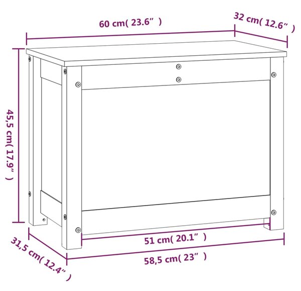 VidaXL Κουτί Αποθήκευσης Μαύρο 60x32x45,5 εκ από Μασίφ Ξύλο Πεύκου