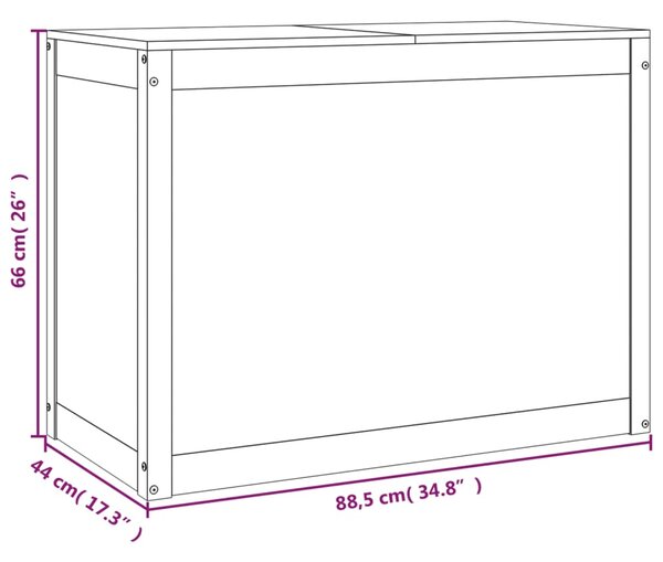 VidaXL Καλάθι Ρούχων Λευκό 88,5 x 44 x 66 εκ από Μασίφ Ξύλο Πεύκου