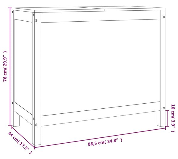 VidaXL Καλάθι Απλύτων 88,5x44x76 εκ. από Μασίφ Ξύλο Πεύκου