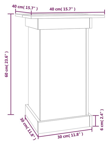 VidaXL Βάση Λουλουδιών Μαύρη 50x27x10 εκ. από Μασίφ Ξύλο Πεύκου