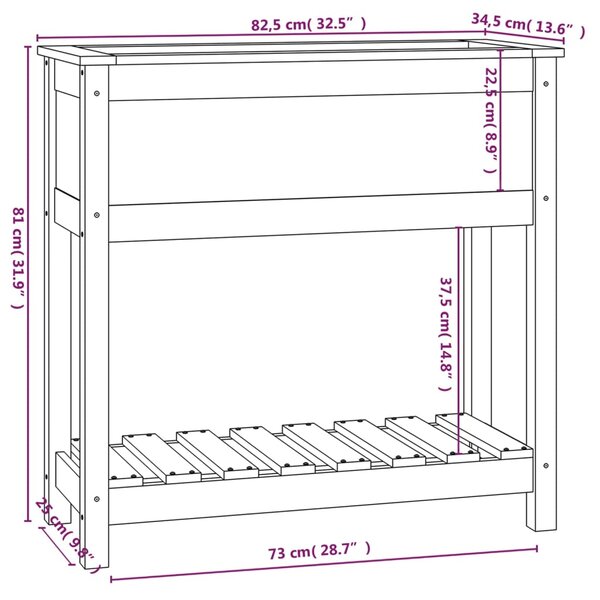 VidaXL Ζαρντινιέρα με Ράφι Μελί 82,5x34,5x81 εκ. από Μασίφ Ξύλο Πεύκου