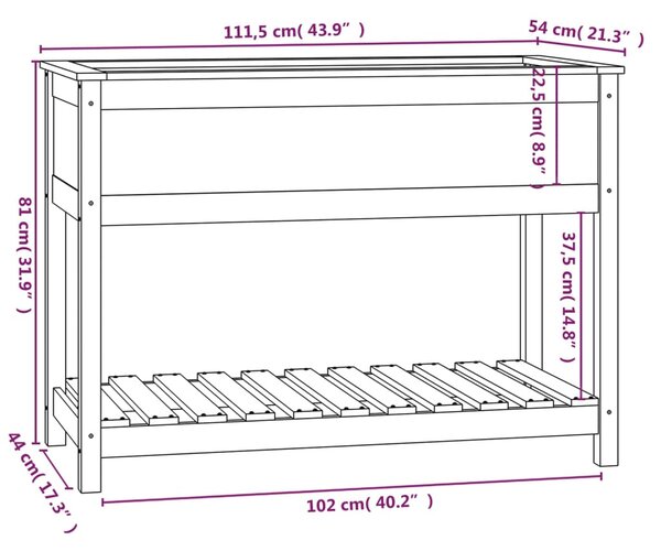 VidaXL Ζαρντινιέρα με Ράφι 111,5 x 54 x 81 εκ. Μασίφ Ξύλο Πεύκου