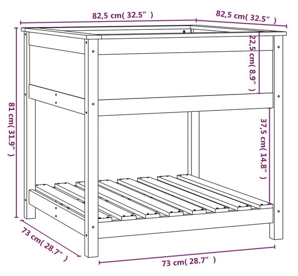 VidaXL Ζαρντινιέρα με Ράφι 82,5x82,5x81 εκ. Μασίφ Ξύλο Πεύκου