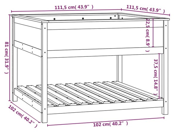 VidaXL Ζαρντινιέρα με Ράφι Μελί 111,5x111,5x81 εκ. Μασίφ Ξύλο Πεύκου