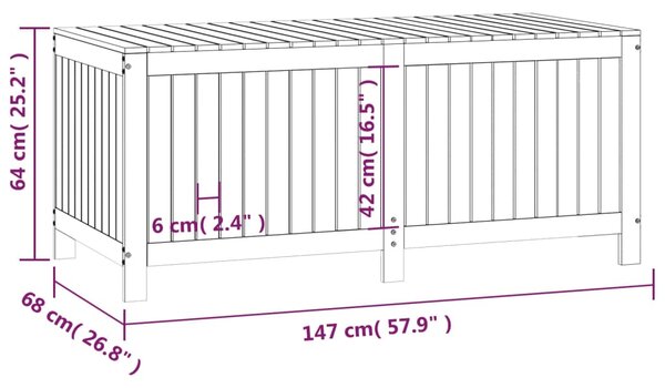 VidaXL Κουτί Αποθήκευσης Κήπου Μαύρο 147x68x64 εκ. Μασίφ Ξύλο Πεύκου