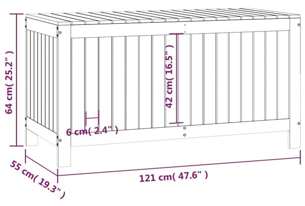 VidaXL Μπαούλο Αποθήκευσης Κήπου 121x55x64 εκ από Μασίφ Ξύλο Πεύκου