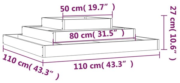 VidaXL Ζαρντινιέρα Λευκή 110 x 110 x 27 εκ. από Μασίφ Ξύλο Πεύκου