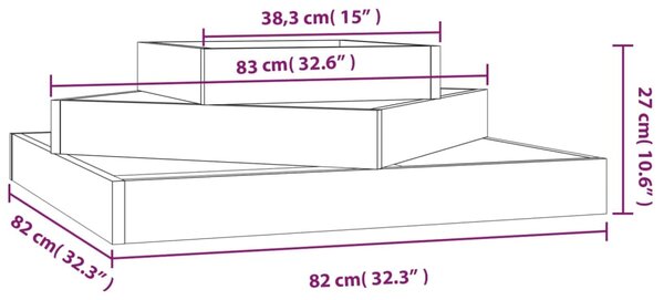 VidaXL Ζαρντινιέρα Γκρι 83 x 83 x 27 εκ. από Μασίφ Ξύλο Πεύκου