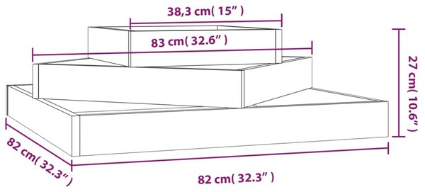 VidaXL Ζαρντινιέρα 83 x 83 x 27 εκ. από Μασίφ Ξύλο Πεύκου