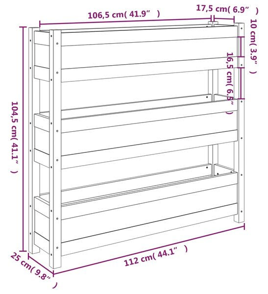 VidaXL Ζαρντινιέρα 112 x 25 x 104,5 εκ. από Μασίφ Ξύλο Πεύκου