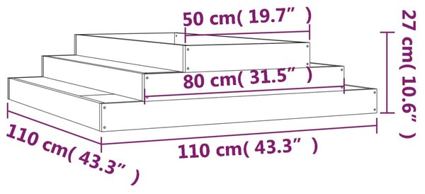 VidaXL Ζαρντινιέρα 110 x 110 x 27 εκ. από Μασίφ Ξύλο Πεύκου