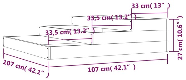 VidaXL Ζαρντινιέρα Λευκή 107 x 107 x 27 εκ. από Μασίφ Ξύλο Πεύκου