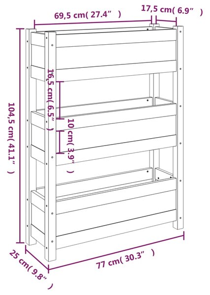 VidaXL Ζαρντινιέρα Γκρι 77x25x104,5 εκ. από Μασίφ Ξύλο Πεύκου