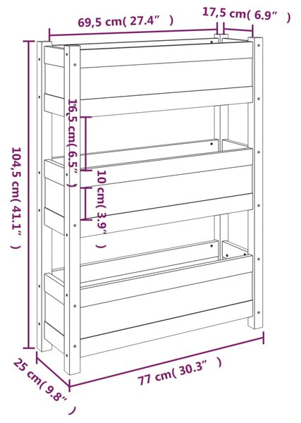 VidaXL Ζαρντινιέρα Λευκή 77x25x104,5 εκ. από Μασίφ Ξύλο Πεύκου