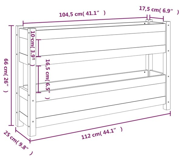 VidaXL Ζαρντινιέρα Γκρι 112x25x66 εκ. από Μασίφ Ξύλο Πεύκου