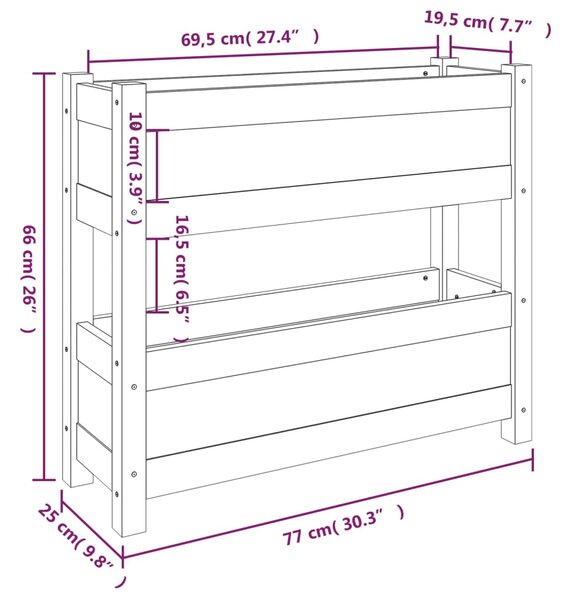 VidaXL Ζαρντινιέρα 77 x 25 x 66 εκ. από Μασίφ Ξύλο Πεύκου