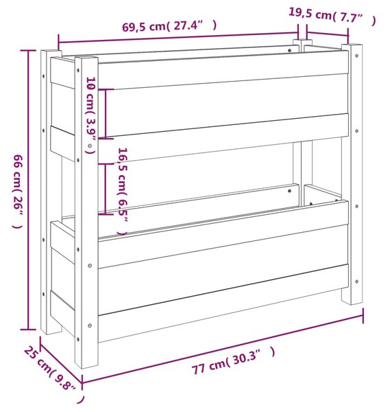 VidaXL Ζαρντινιέρα Λευκή 77 x 25 x 66 εκ. από Μασίφ Ξύλο Πεύκου