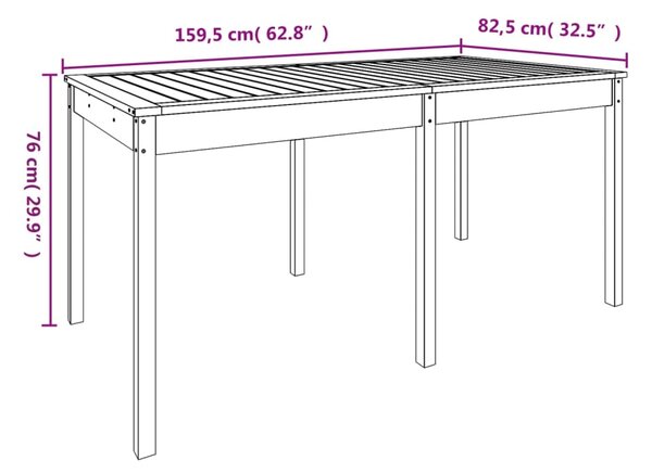 VidaXL Τραπέζι Κήπου Μαύρο 159,5x82,5x76 εκ. από Μασίφ Ξύλο Πεύκου