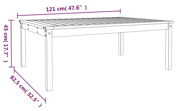 VidaXL Τραπέζι Κήπου Λευκό 121x82,5x45 εκ. από Μασίφ Ξύλο Πεύκου