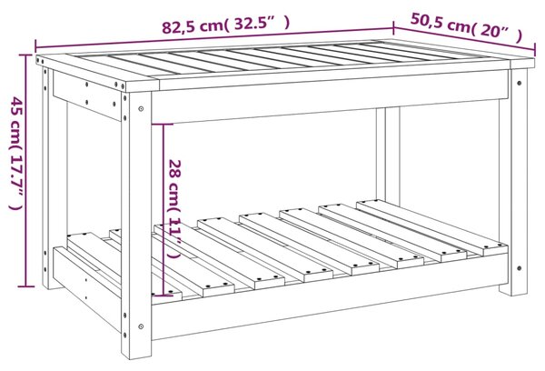 VidaXL Τραπέζι Κήπου Μαύρο 82,5x50,5x45 εκ. από Μασίφ Ξύλο Πεύκου