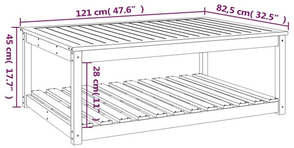 VidaXL Τραπέζι Κήπου Λευκό 121x82,5x45 εκ. από Μασίφ Ξύλο Πεύκου