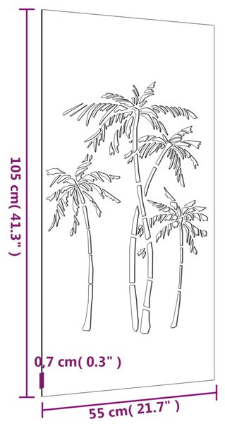 VidaXL Διακοσμητικό Κήπου Σχέδιο Φοίνικας 105x55 εκ. Ατσάλι Corten