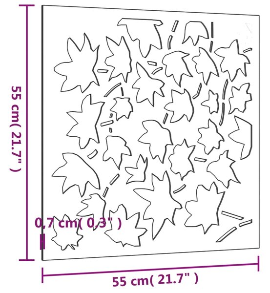 VidaXL Διακοσμητικό Κήπου Επιτοίχιο Σχ. Φύλλων 55x55 εκ, Ατσάλι Corten