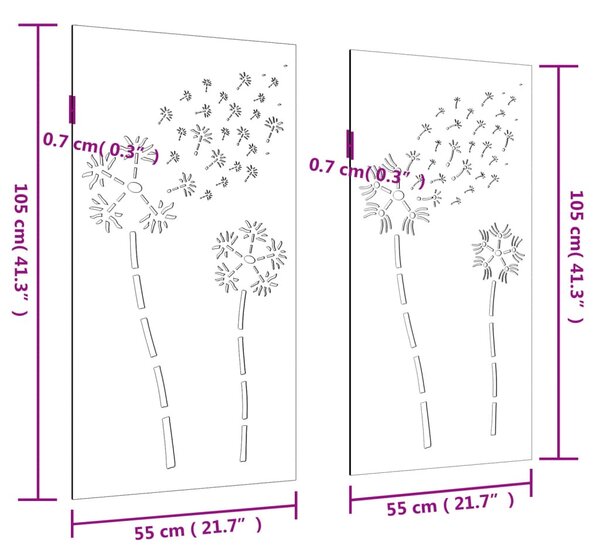 VidaXL Διακοσμητικά Κήπου 2 τεμ. Σχ. Λουλούδια 105x55 εκ Ατσάλι Corten