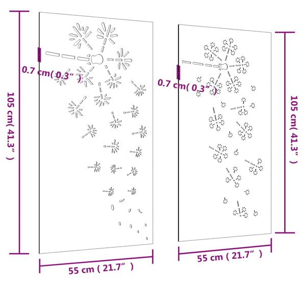 VidaXL Διακοσμητικά Κήπου 2 τεμ. Σχ. Λουλούδια 105x55 εκ Ατσάλι Corten