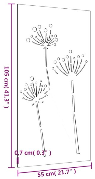 VidaXL Διακοσμητικό Κήπου Σχέδιο Λουλούδια 105x55 εκ. Ατσάλι Corten