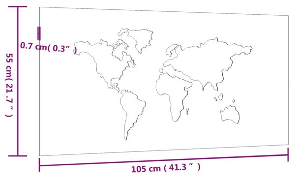VidaXL Διακοσμητικό Κήπου Επιτοίχιο Σχ. Χάρτης 105x55 εκ Ατσάλι Corten