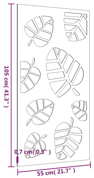 VidaXL Διακοσμητικό Κήπου Επιτοίχιο Σχ. Φύλλων 105x55 εκ Ατσάλι Corten