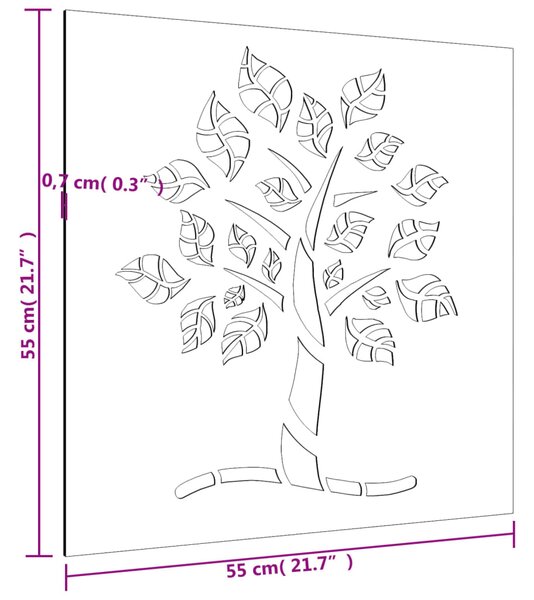 VidaXL Διακοσμητικό Κήπου Επιτοίχιο Σχ. Δέντρο 55x55 εκ. Ατσάλι Corten