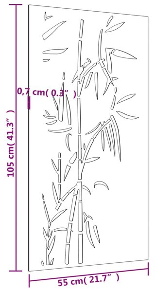 VidaXL Διακοσμητικό Κήπου Επιτοίχιο Σχ. Μπαμπού 105x55εκ Ατσάλι Corten