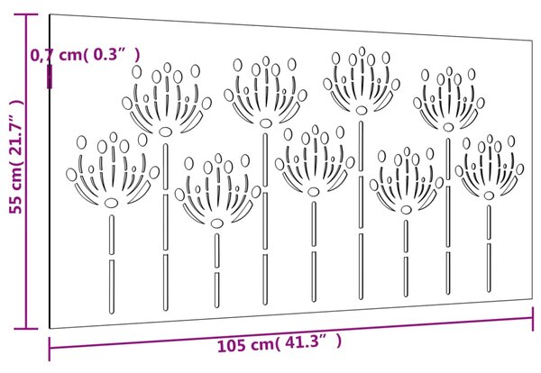 VidaXL Διακοσμητικό Κήπου Σχέδιο Λουλούδια 105x55 εκ. Ατσάλι Corten